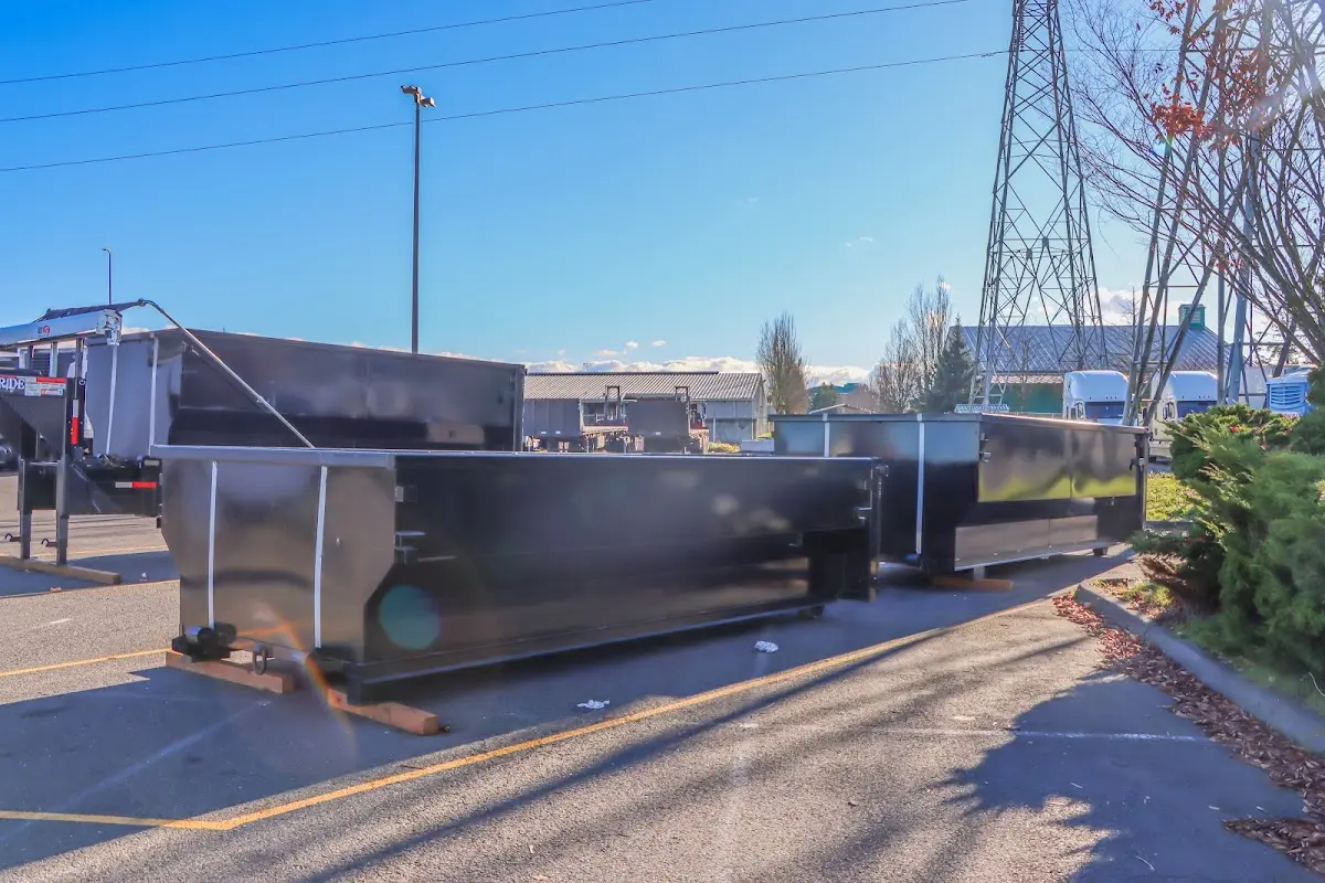 Roll-off dumpster ready for waste disposal at job site for 4 Yard Dumpster Rental in Upper Uwchlan